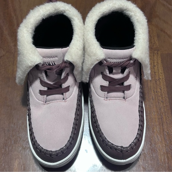 NEW Manitobah MUK LUKS Skoden Leather Shearling Ankle Boots Brown Pink Women 6 - Picture 3 of 12